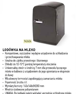 CLodówka na mleko, HENDI, czarna 6L